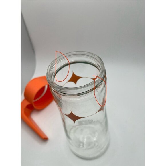Vintage Anchor Hocking Orange Starburst Atomic Glass MCM Juice Pitcher 28 oz. - Picture 10 of 10